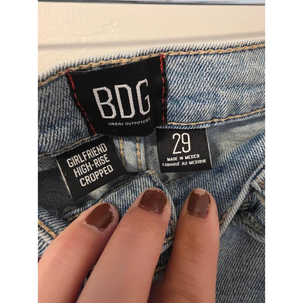 BDG Urban Outfitters High Rise Girlfriend Jeans 29 Cropped Light Wash - Picture 4 of 5